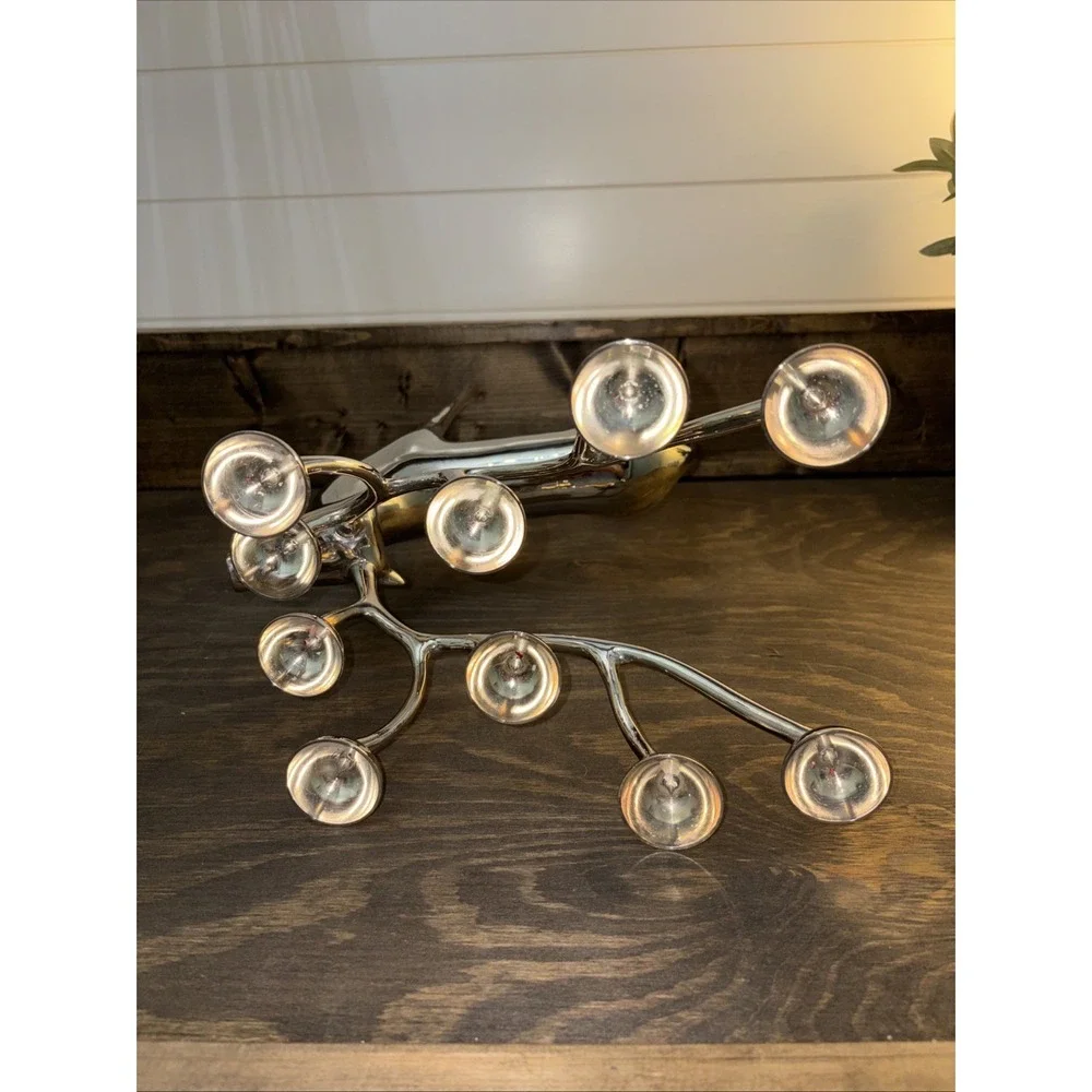 Pottery Barn Silver Plated 10 Point Reindeer Candelabra Candle Holder